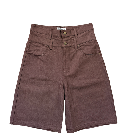 Double waist jorts - Dark maroon