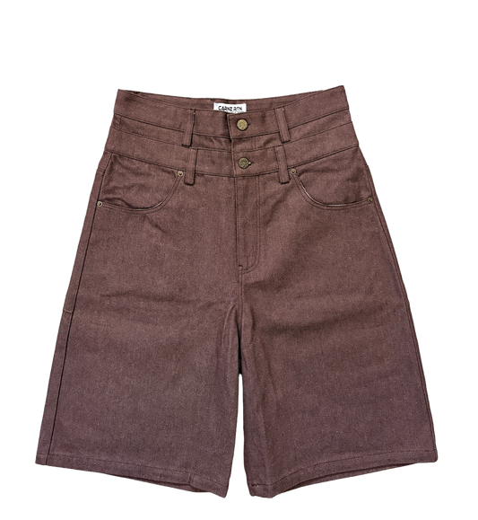 Double waist jorts - Dark maroon