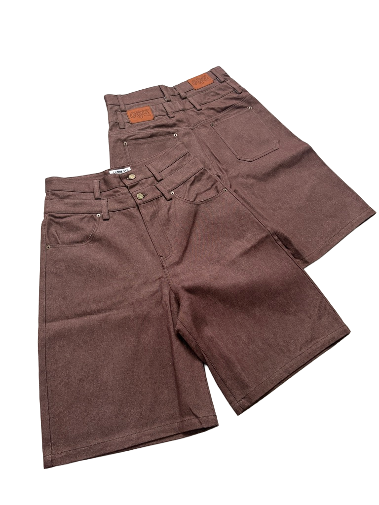 Double waist jorts - Dark maroon